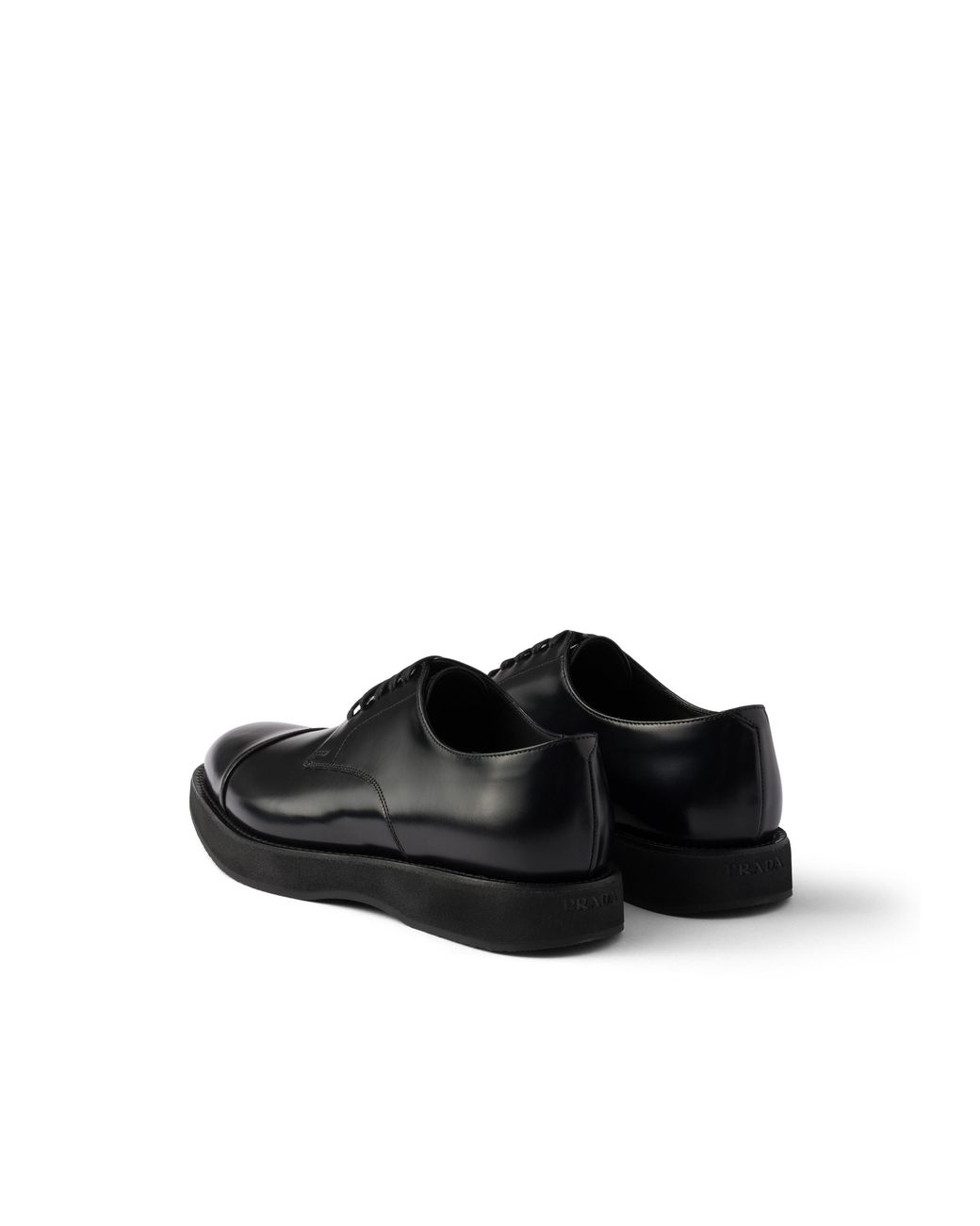Prada Black Brushed Leather Laced Brogue Shoes, Size 10 for men
