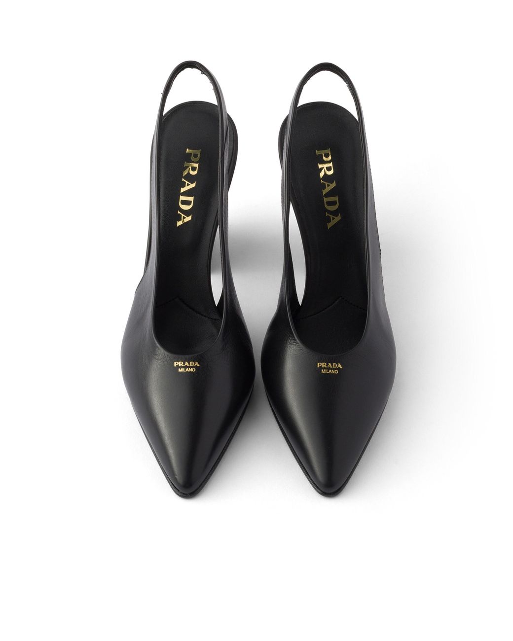 Prada Black Leather Slingback Pumps, Size 35