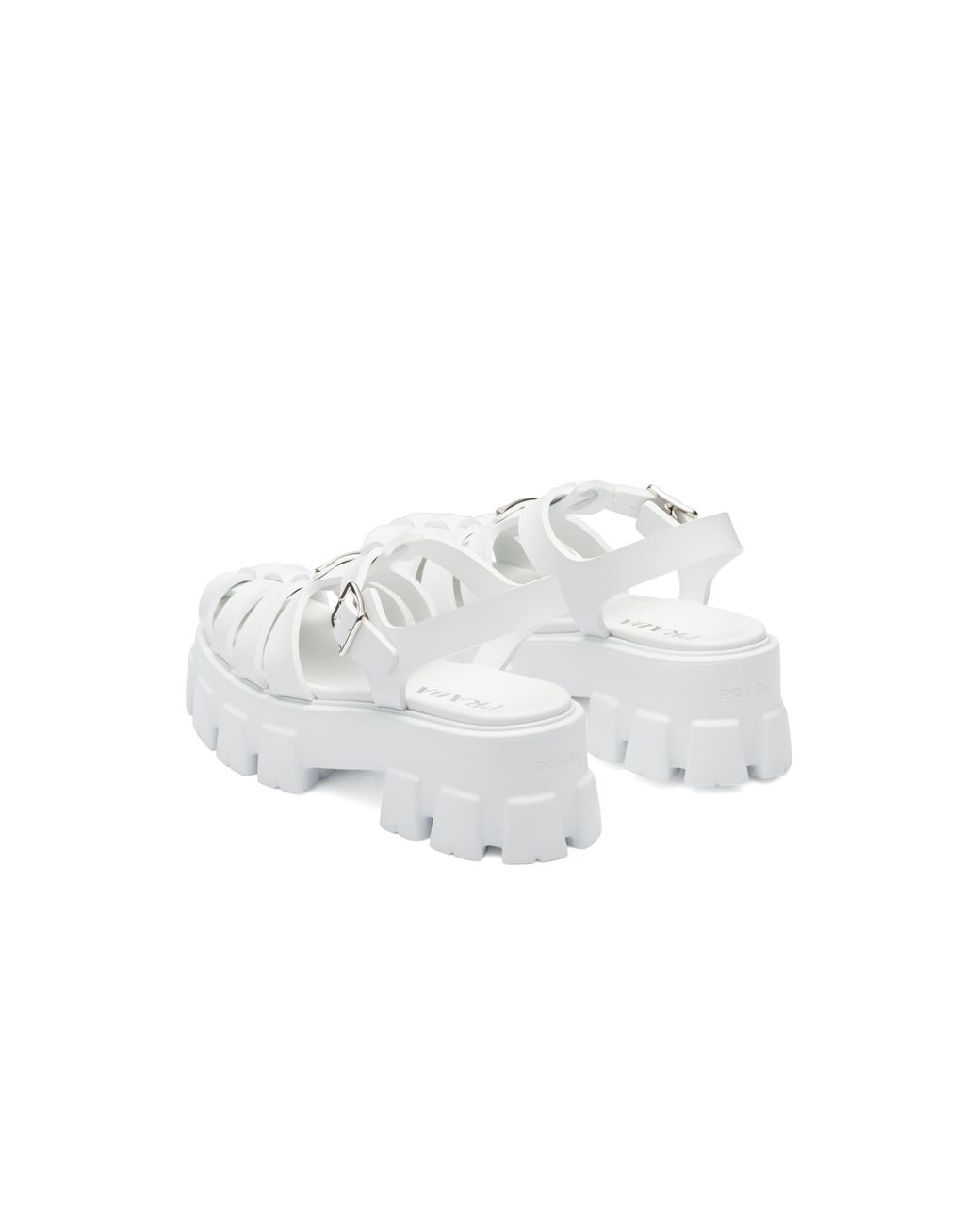 Prada White Sandalen Monolith Aus Lederimitat