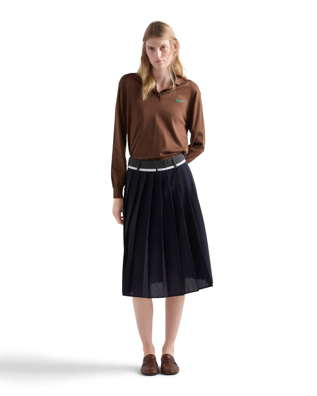 Prada Brown Silk Polo Shirt