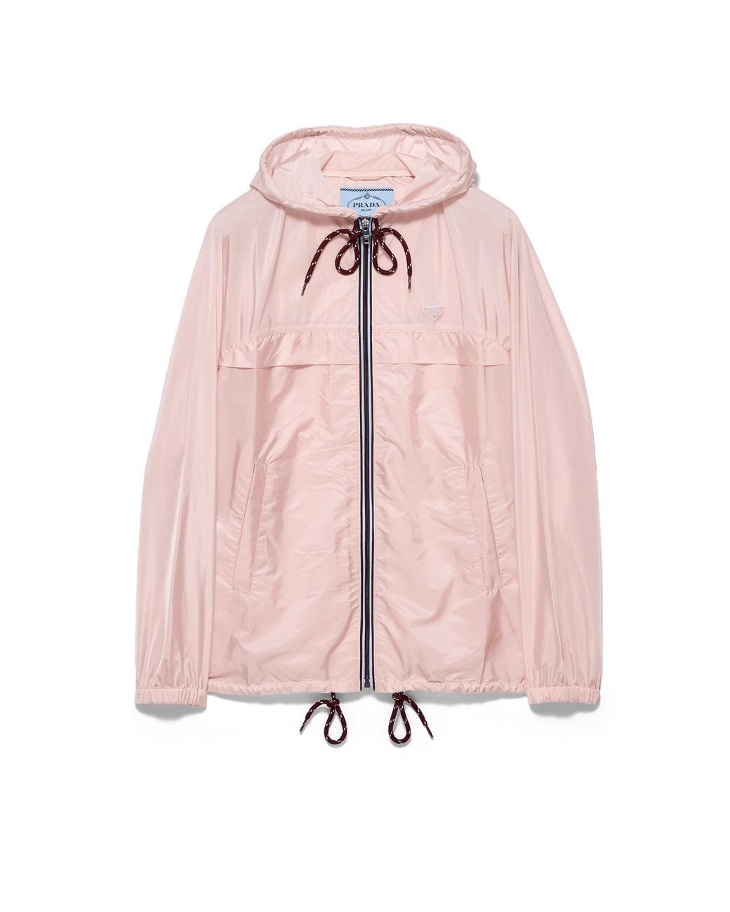 Prada Pink Lightweight Re-Nylon Hooded Raincoat, Alabaster