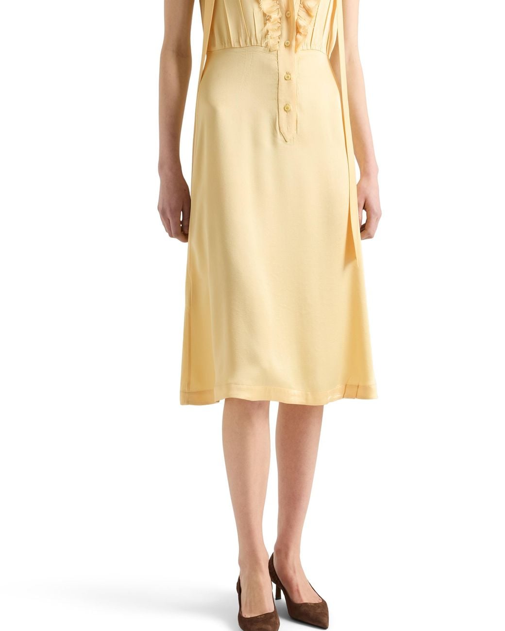 Prada Metallic Satin Crepe Dress, Cream