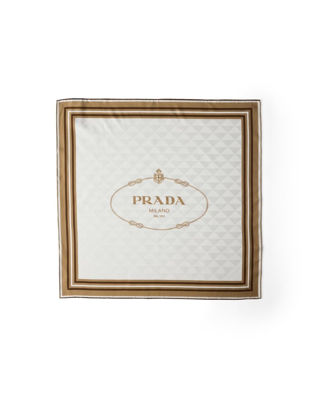 Prada White Printed Silk Twill Jacquard Scarf 55