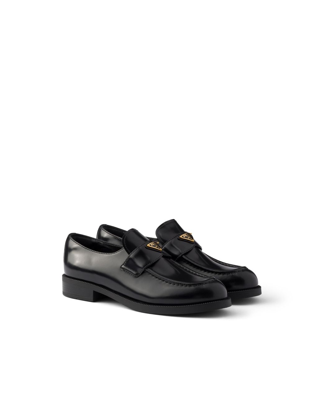 Prada Black Brushed Leather Loafers