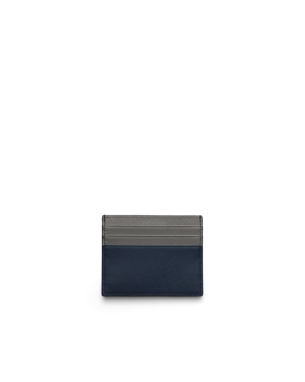 Prada Blue Saffiano Leather Card Holder for men