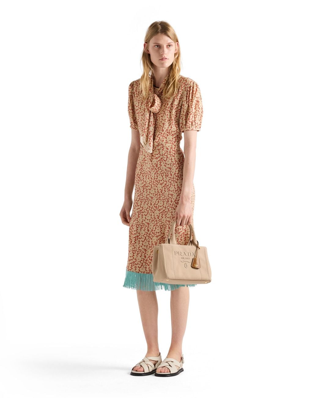 Prada Natural Jardinière Large Cotton Canvas Handbag, Cord