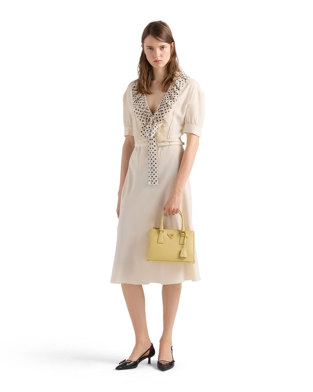 Prada Metallic Galleria Small Saffiano Leather Bag, Vanilla