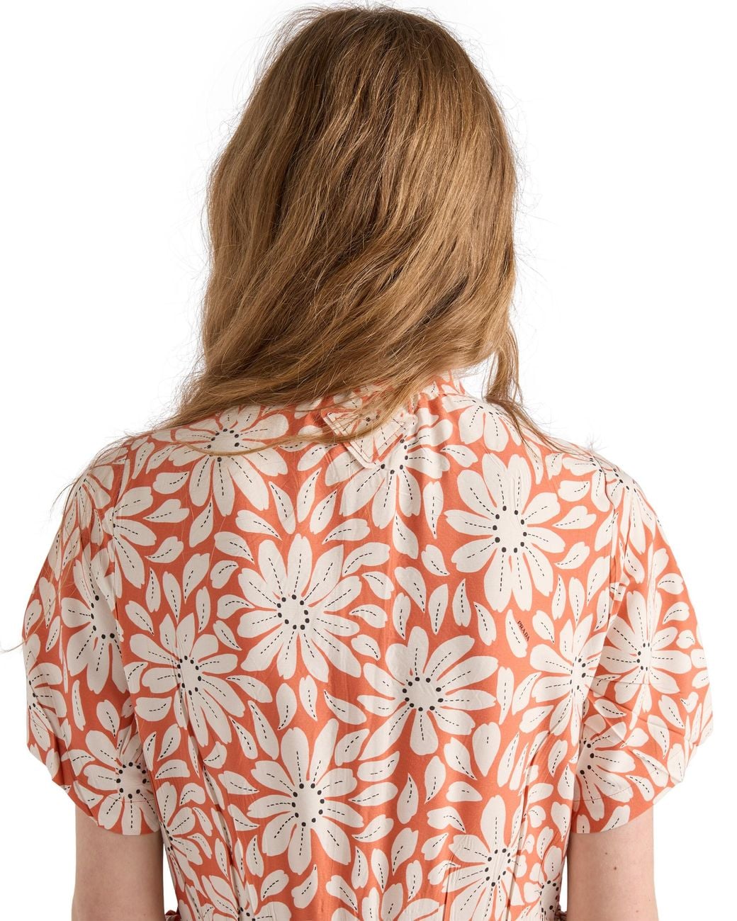 Prada Pink Printed Pleated Pongé Dress