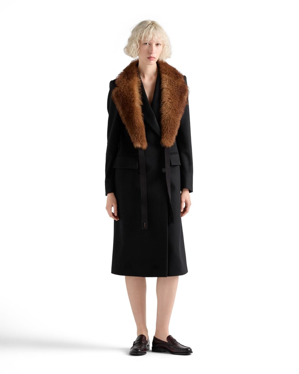 Prada Black Double-Breasted Cashmere Coat