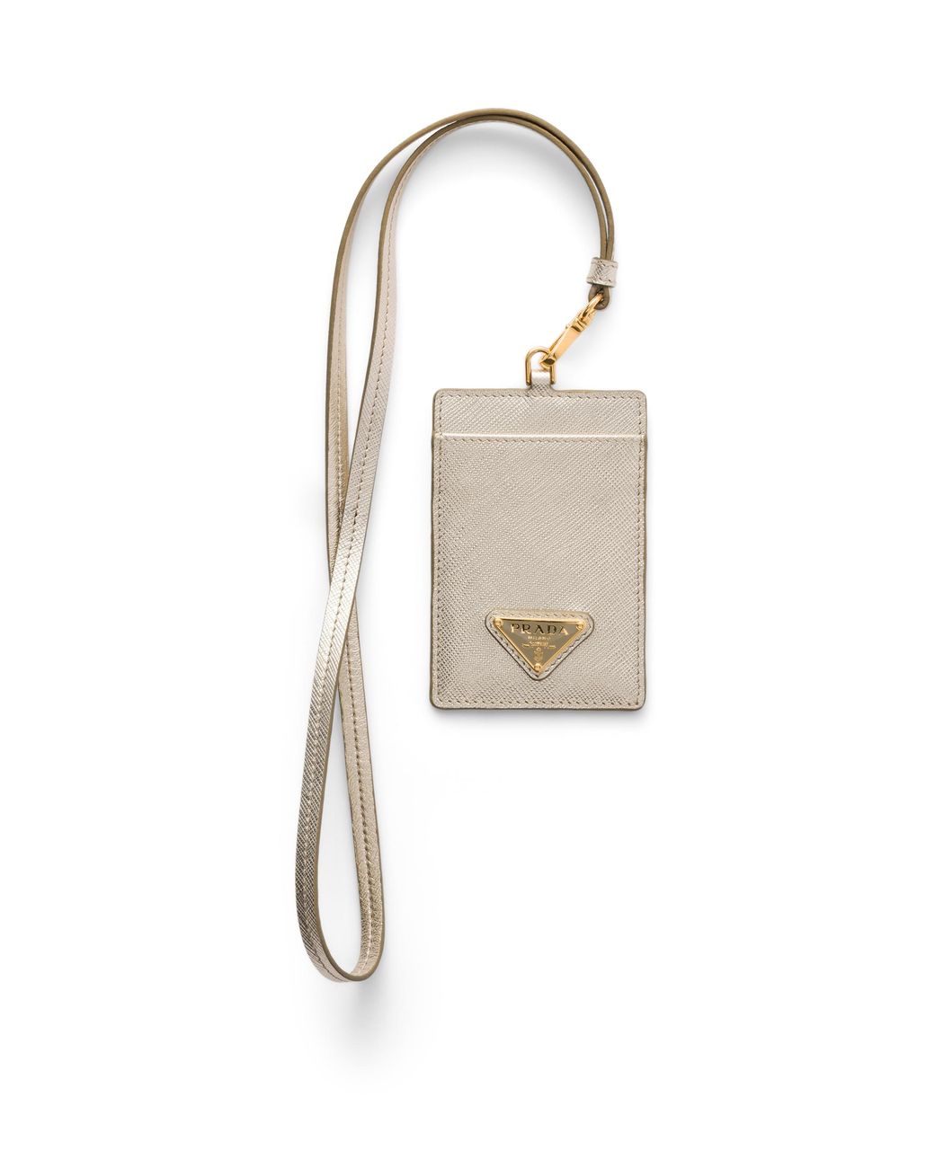 Prada White Saffiano Leather Badge Holder