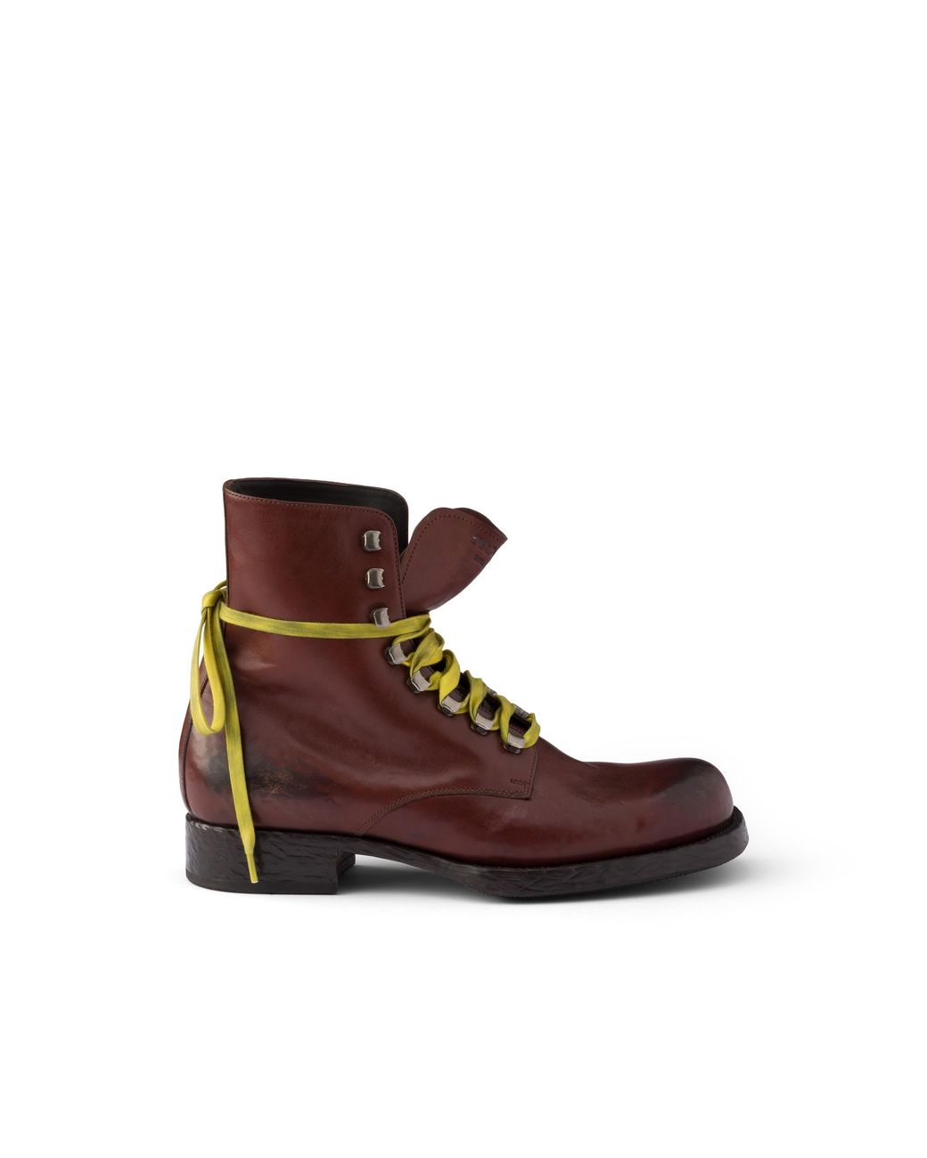 Prada Brown Leather Laced Booties, Size 6 for men