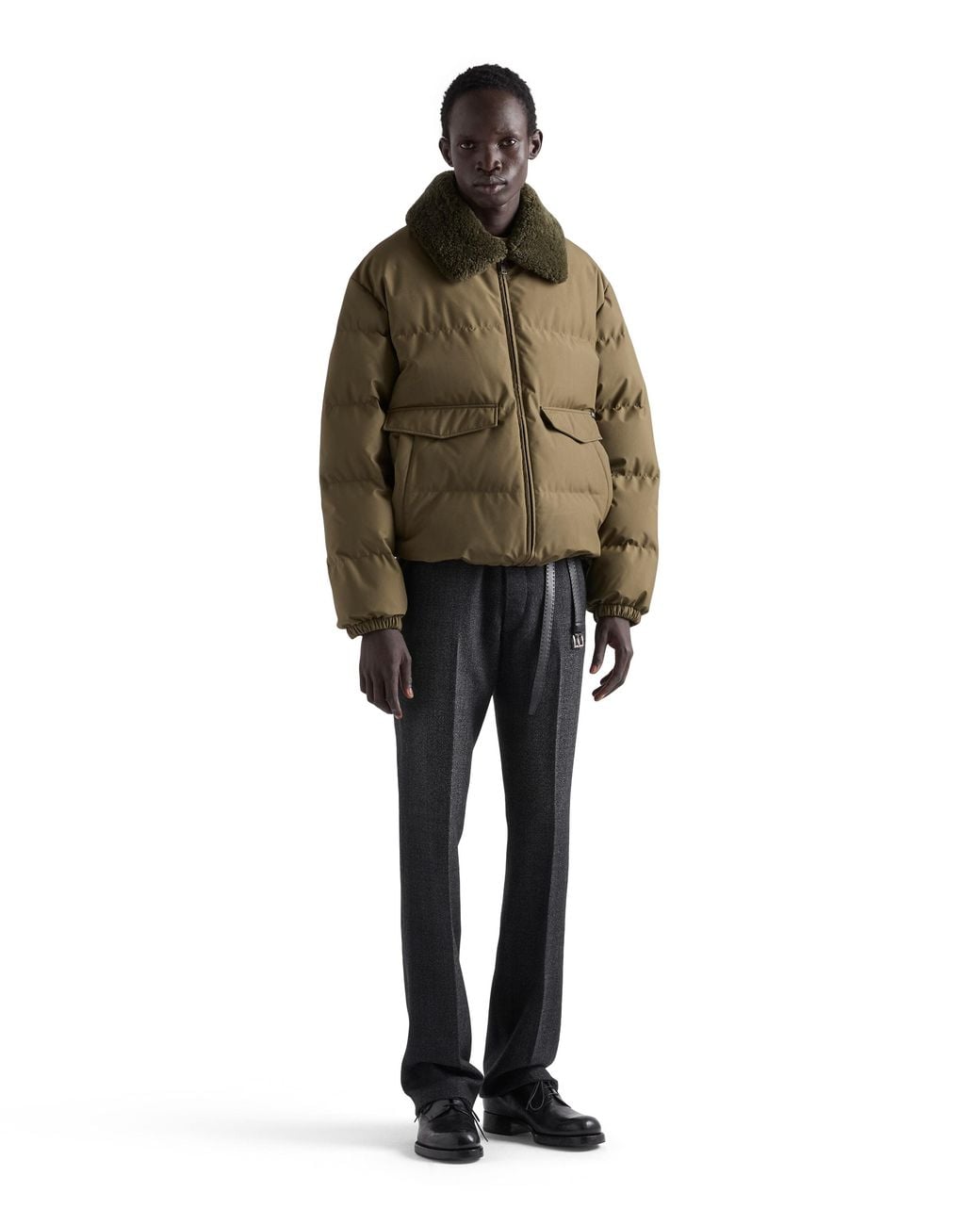 Prada Green Medium-Weight Technical Fabric Down Jacket for men