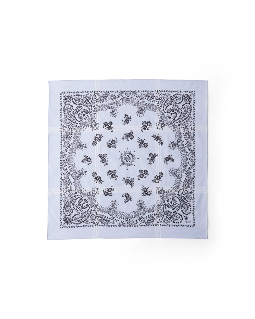 Prada Blue Printed Batiste Scarf for men