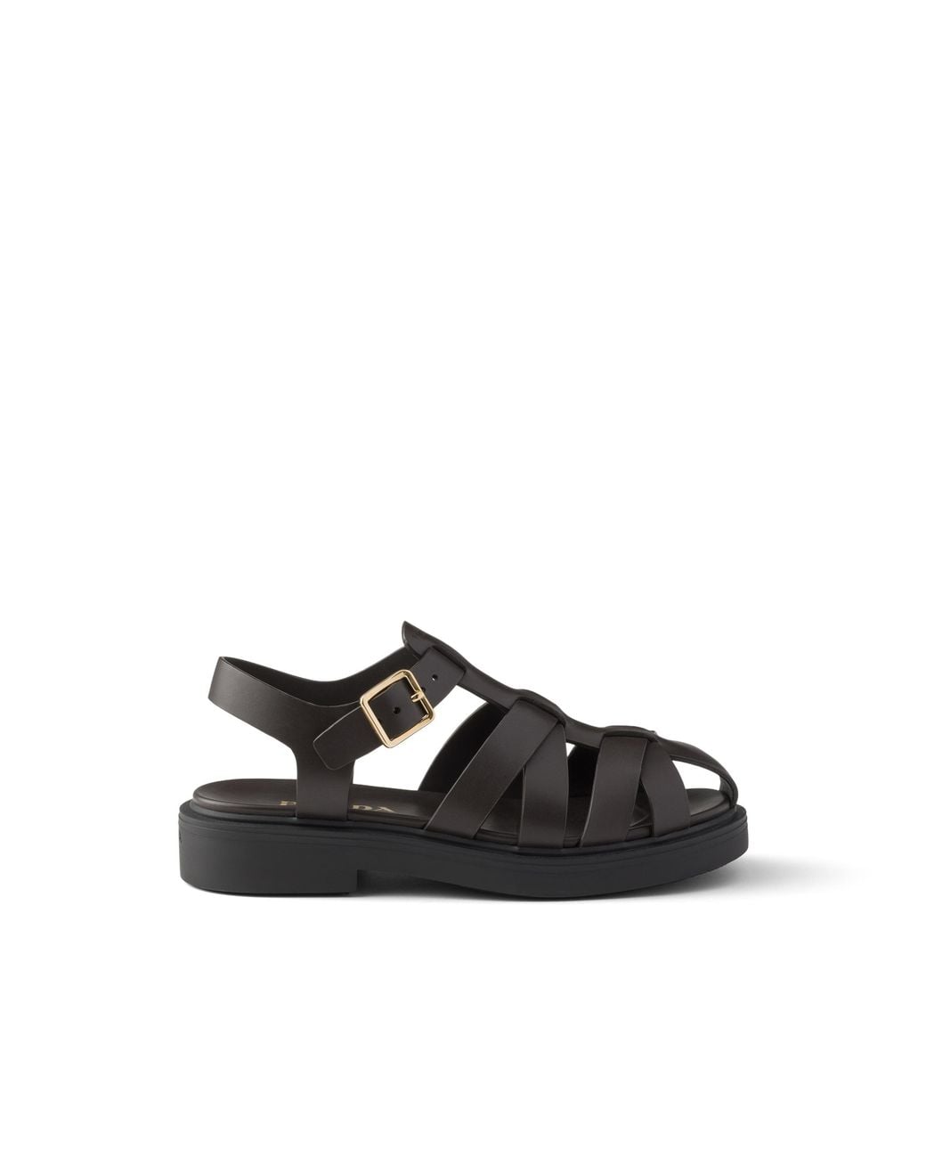 Prada Black Leather Fisherman's Sandals