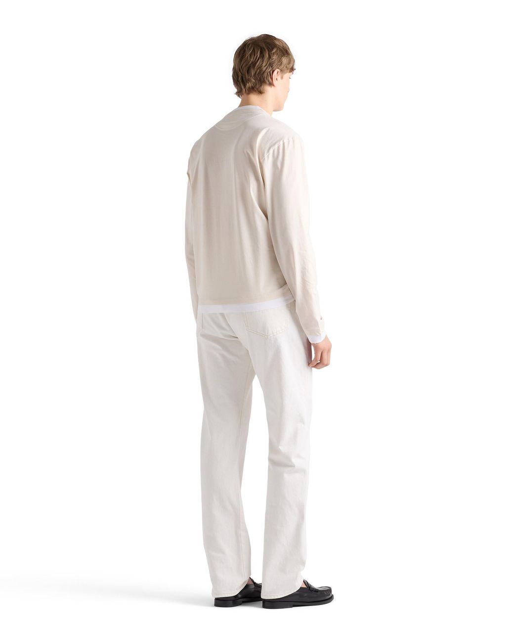 Prada White Long-Sleeved Cotton T-Shirt for men