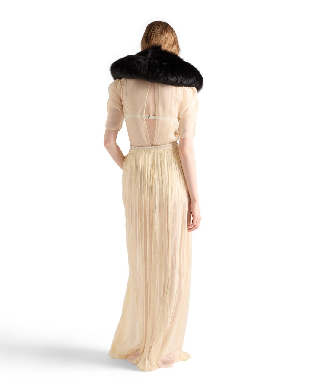 Prada White Long Silk Chiffon Dress