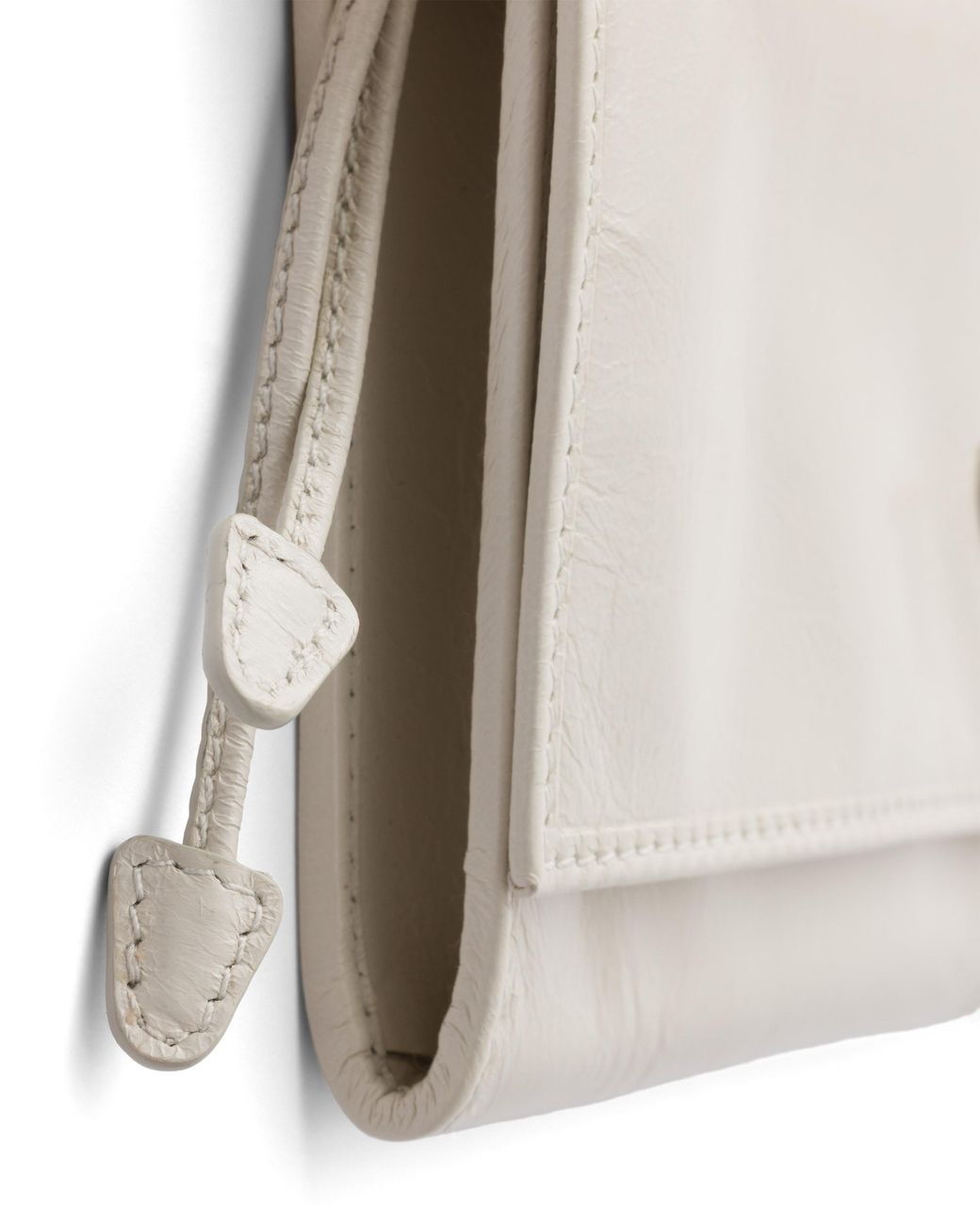 Prada Gray Leather Wallet With Shoulder Strap