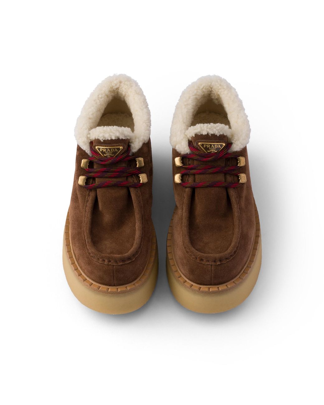 Prada Brown Shearling Lined Suede Booties