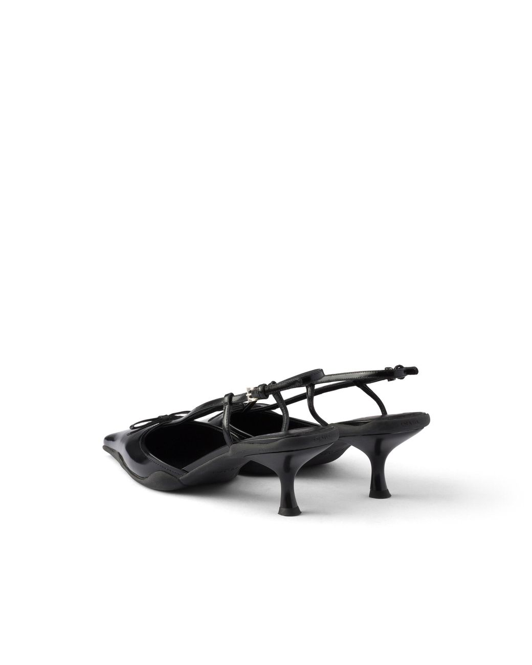 Prada Black Brushed Leather Slingback Pumps