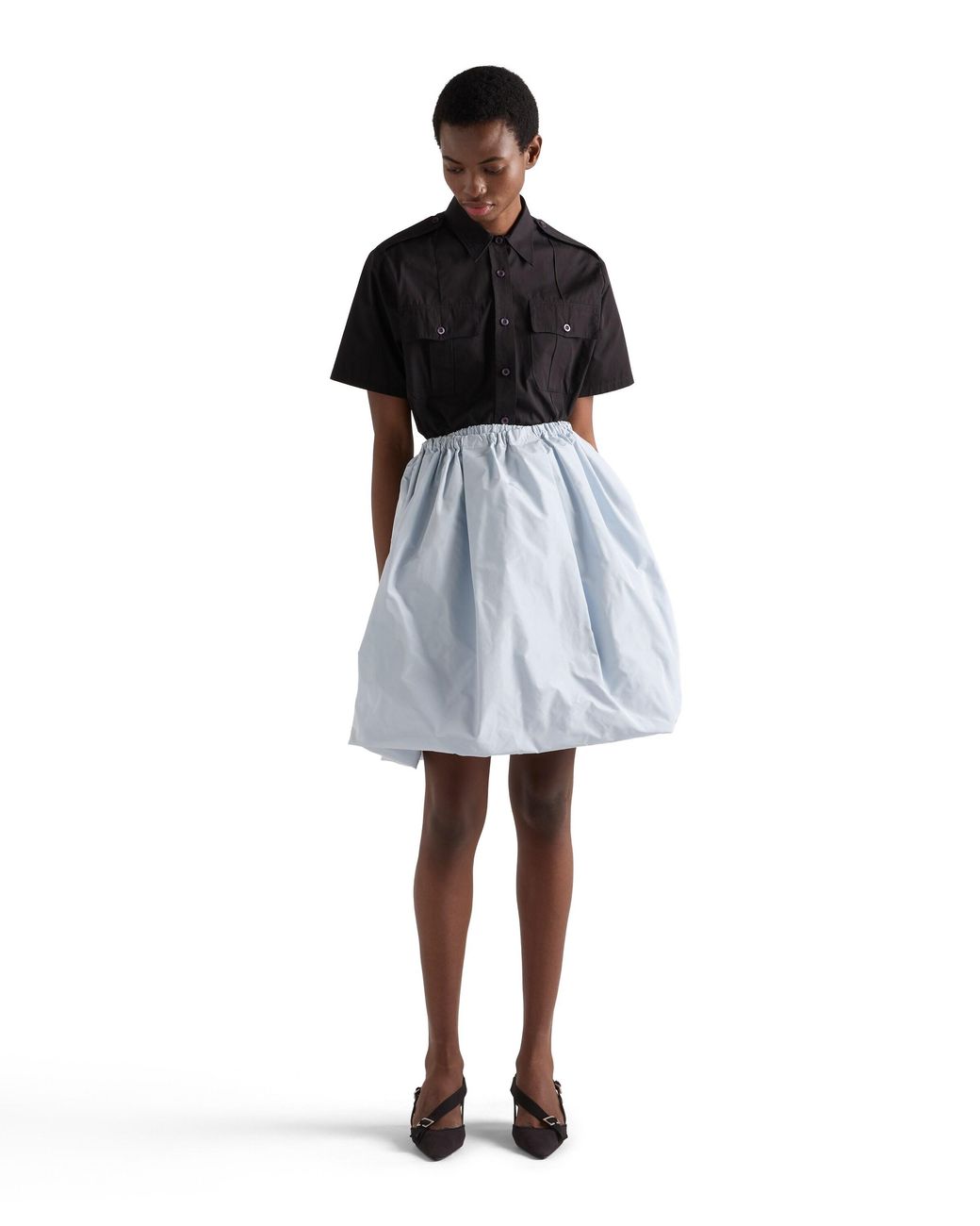 Prada Blue Technical Taffeta Skirt, Astro