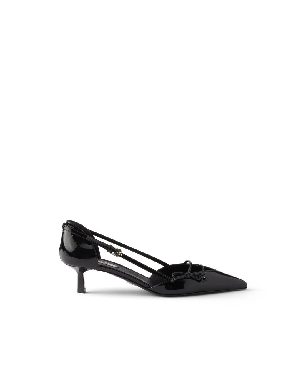 Prada Black Open Side Patent Leather Pumps, Size 35