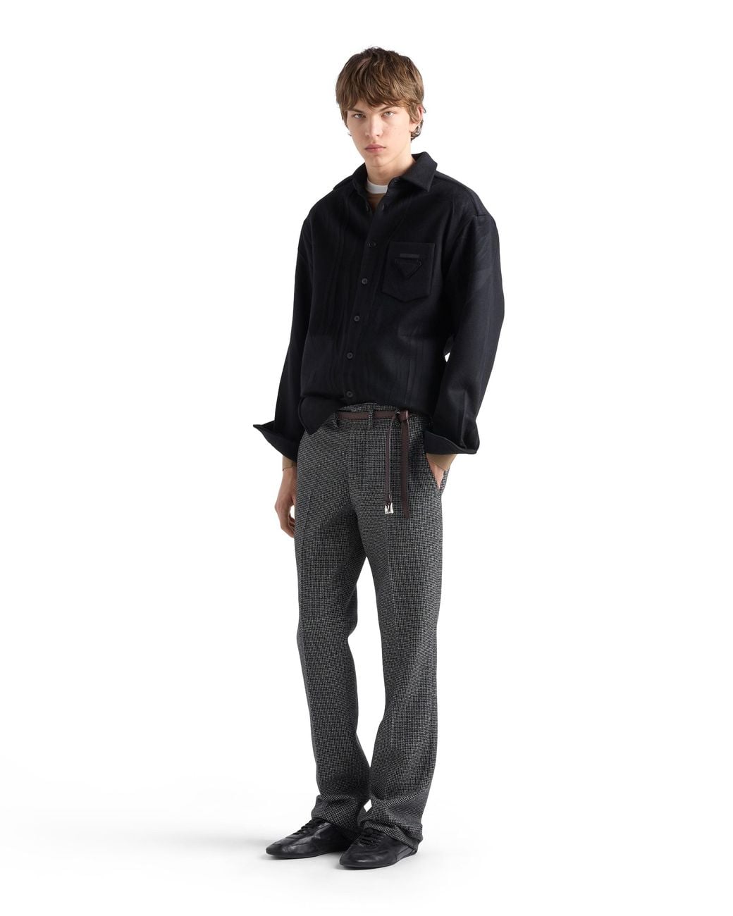 Prada Blue Wool And Cashmere Shirt for men