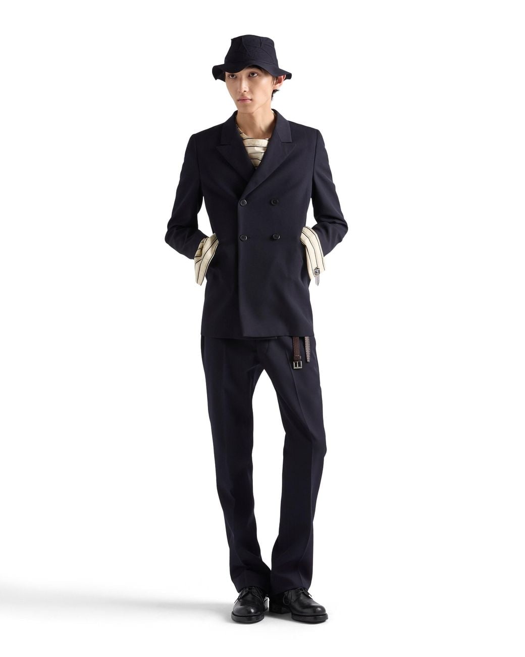 Prada Blue Double-Breasted Wool Jacket for men