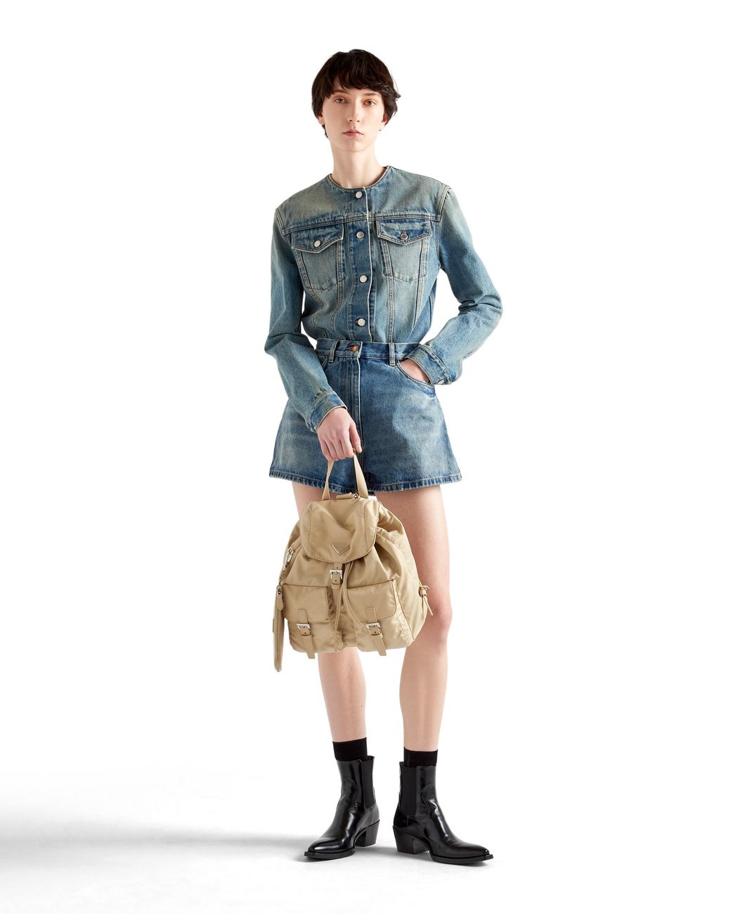 Prada Natural Medium Re-Nylon Backpack With Pouch