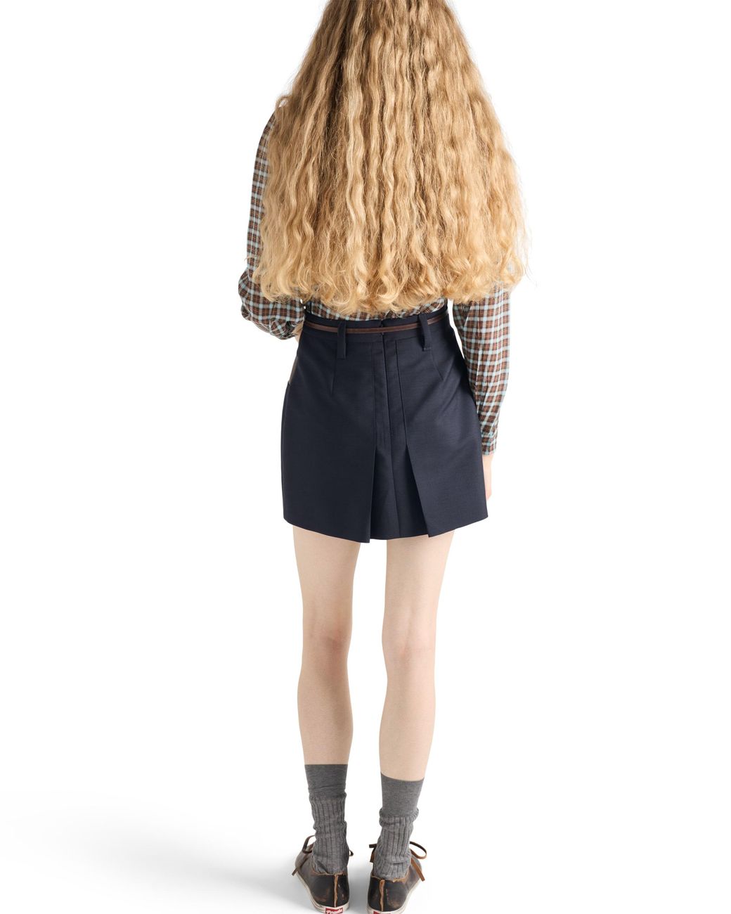 Prada Blue Kid Mohair Mini Skirt