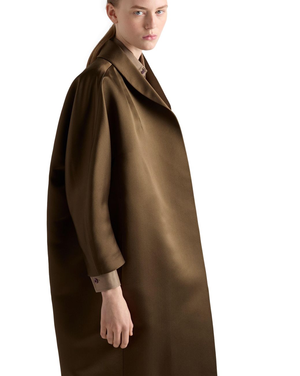 Prada Brown Single-Breasted Double Satin Coat