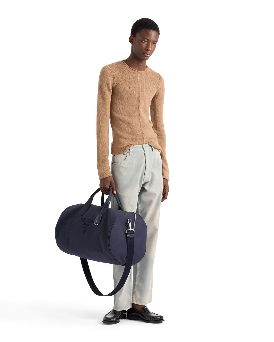 Prada Blue Weekender Aus Canvas