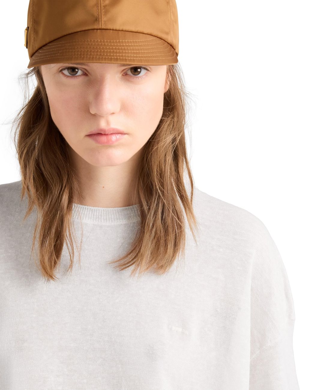 Prada White Short-Sleeved Linen T-Shirt