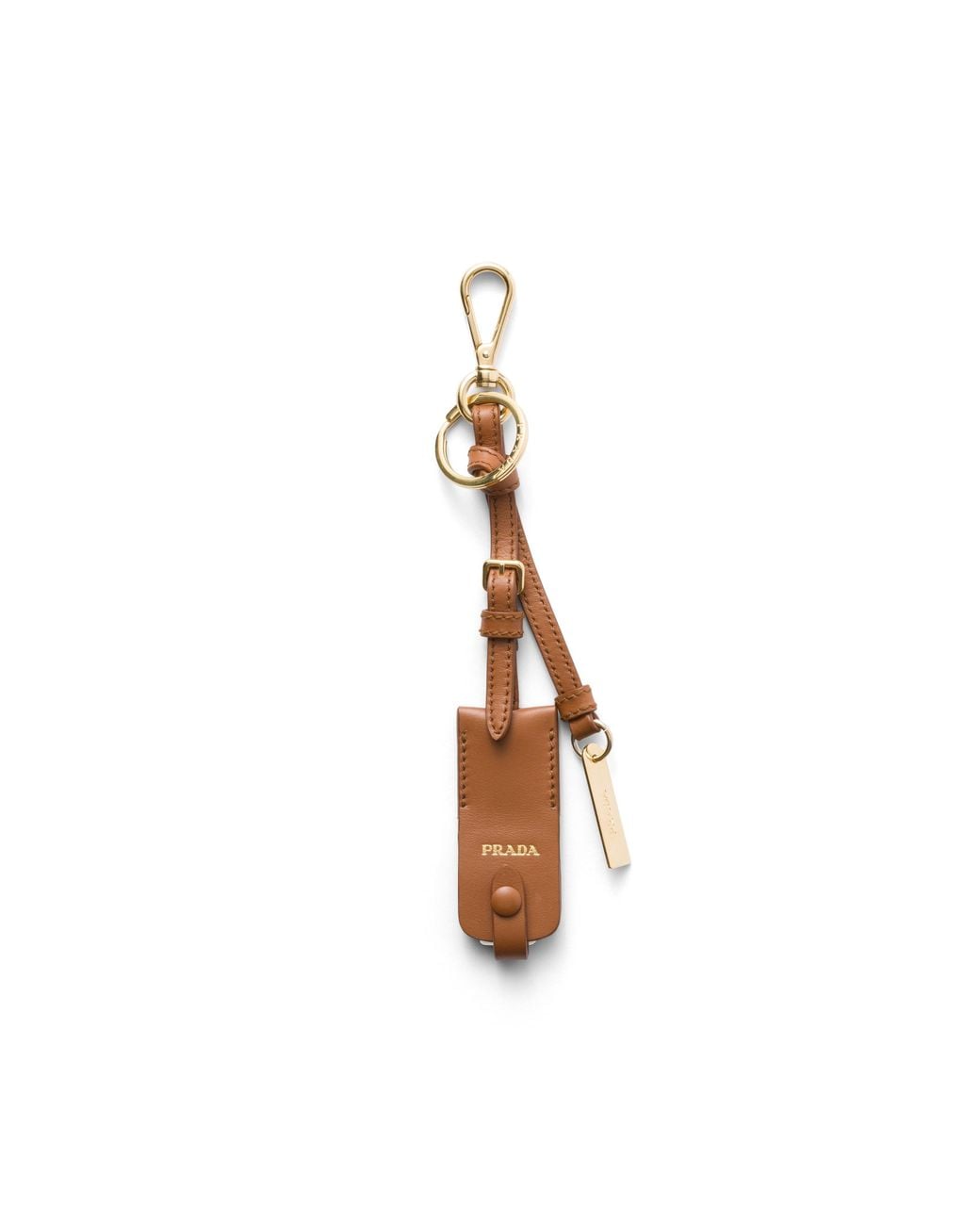 Prada White Leather Keychain Charm With Mirror Case
