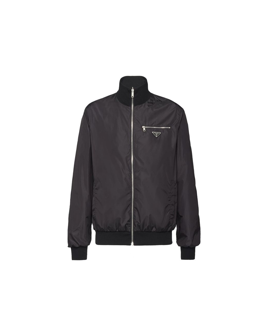 Prada Black Reversible Brand-Plaque Wool And Nylon Jacket for men
