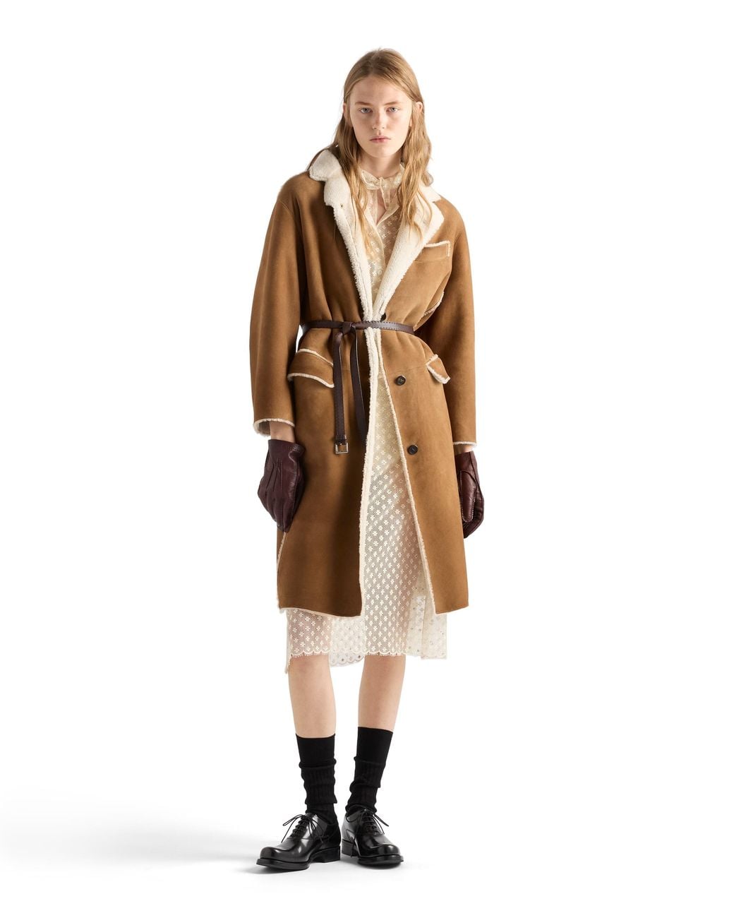 Prada Brown Shearling Coat
