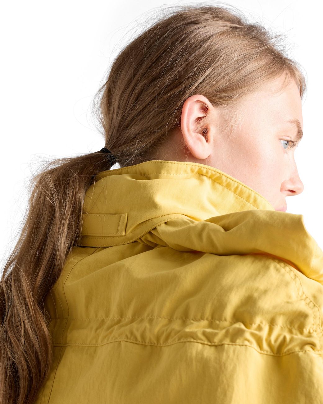 Prada Yellow Technical Fabric Capelet With Shearling Trim