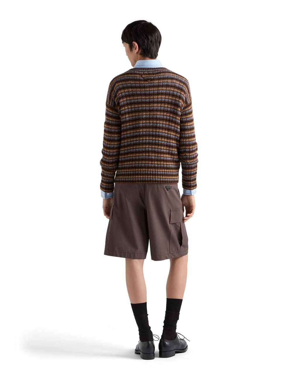 Prada Brown Shetland Wool Boat Neck Sweater for men