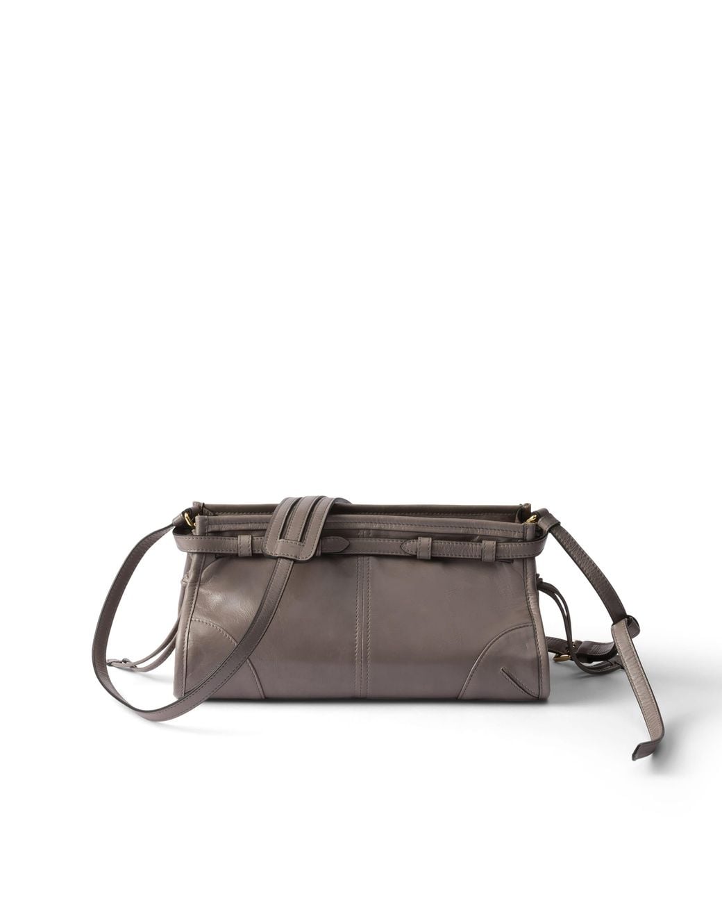 Prada Gray Bonnie Small Leather Shoulder Bag