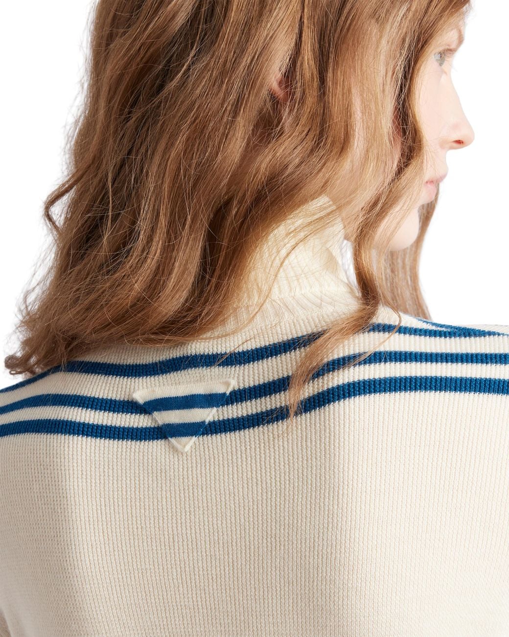 Jersey De Cuello Alto En Lana A Rayas Prada de color White