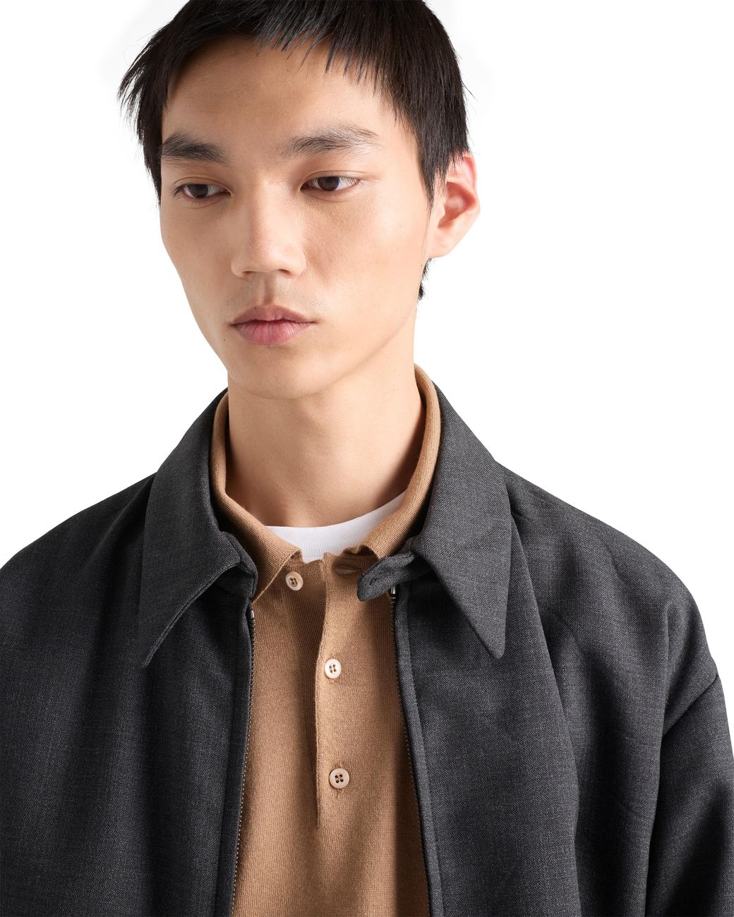 Prada Natural Cashmere And Silk Polo Shirt for men