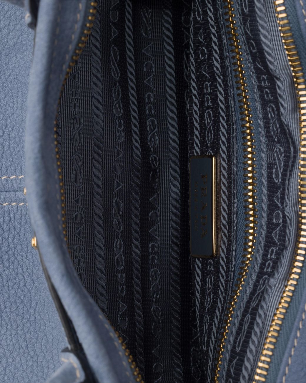 Prada Blue Bonnie Medium Nubuck Leather Handbag