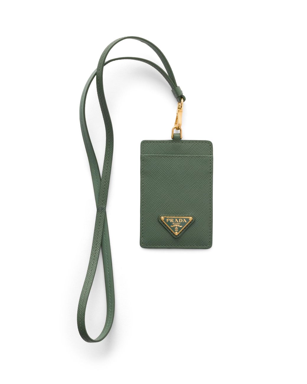 Prada Green Saffiano Leather Badge Holder