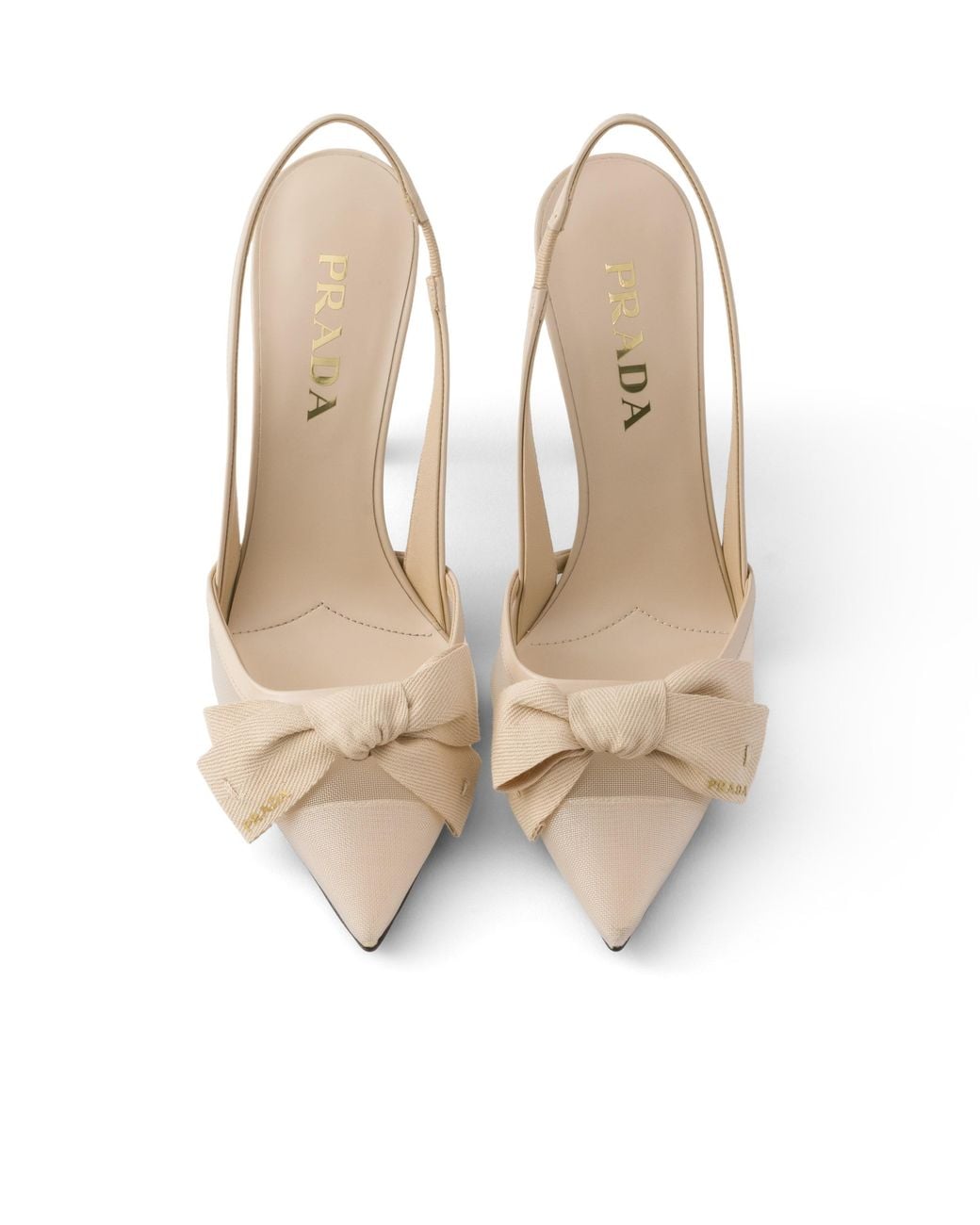 Prada White Mesh Fabric Slingback Pumps