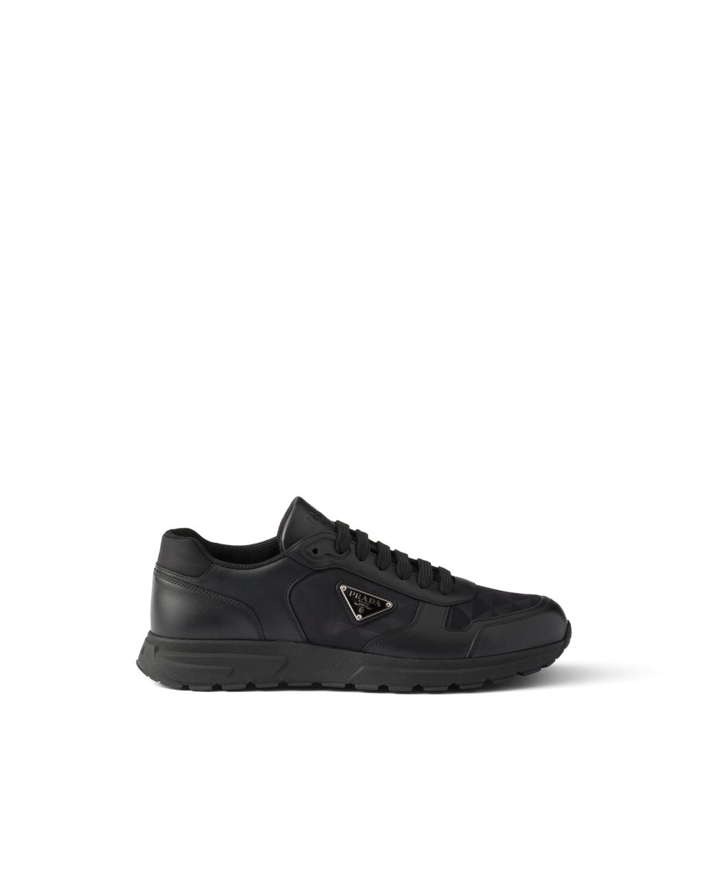 Prada Black Prax 2.0 Re-Nylon And Leather Sneakers, Size 5 for men