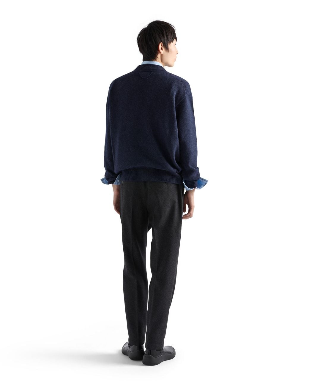 Prada Blue Re-Cashmere V-Neck Sweater for men