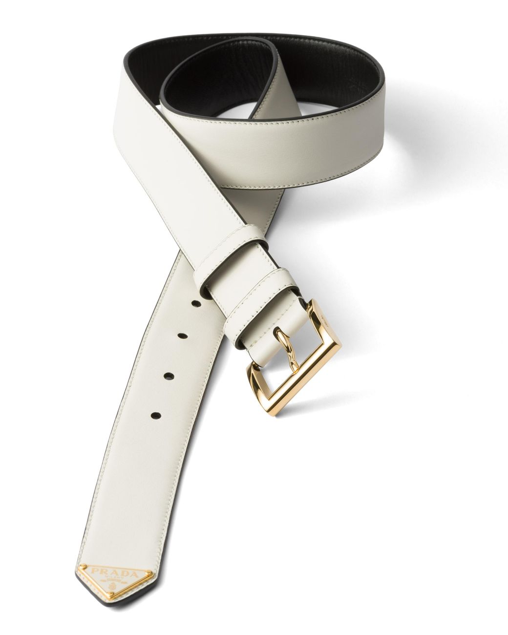 Prada White Leather Belt