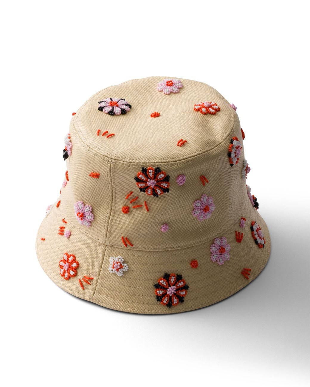 Prada White Embroidered Canvas Bucket Hat