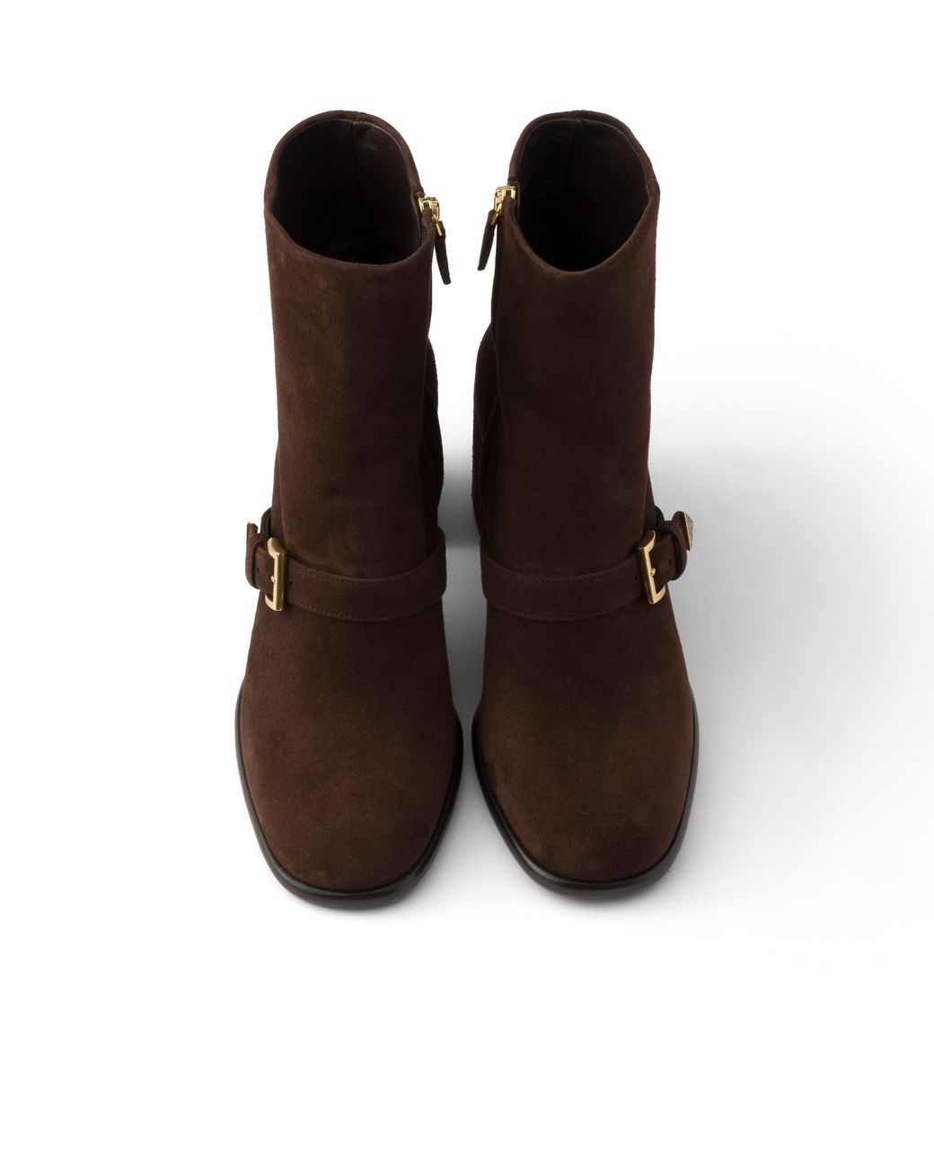 Prada Brown Suede Booties, Dark, Size 34