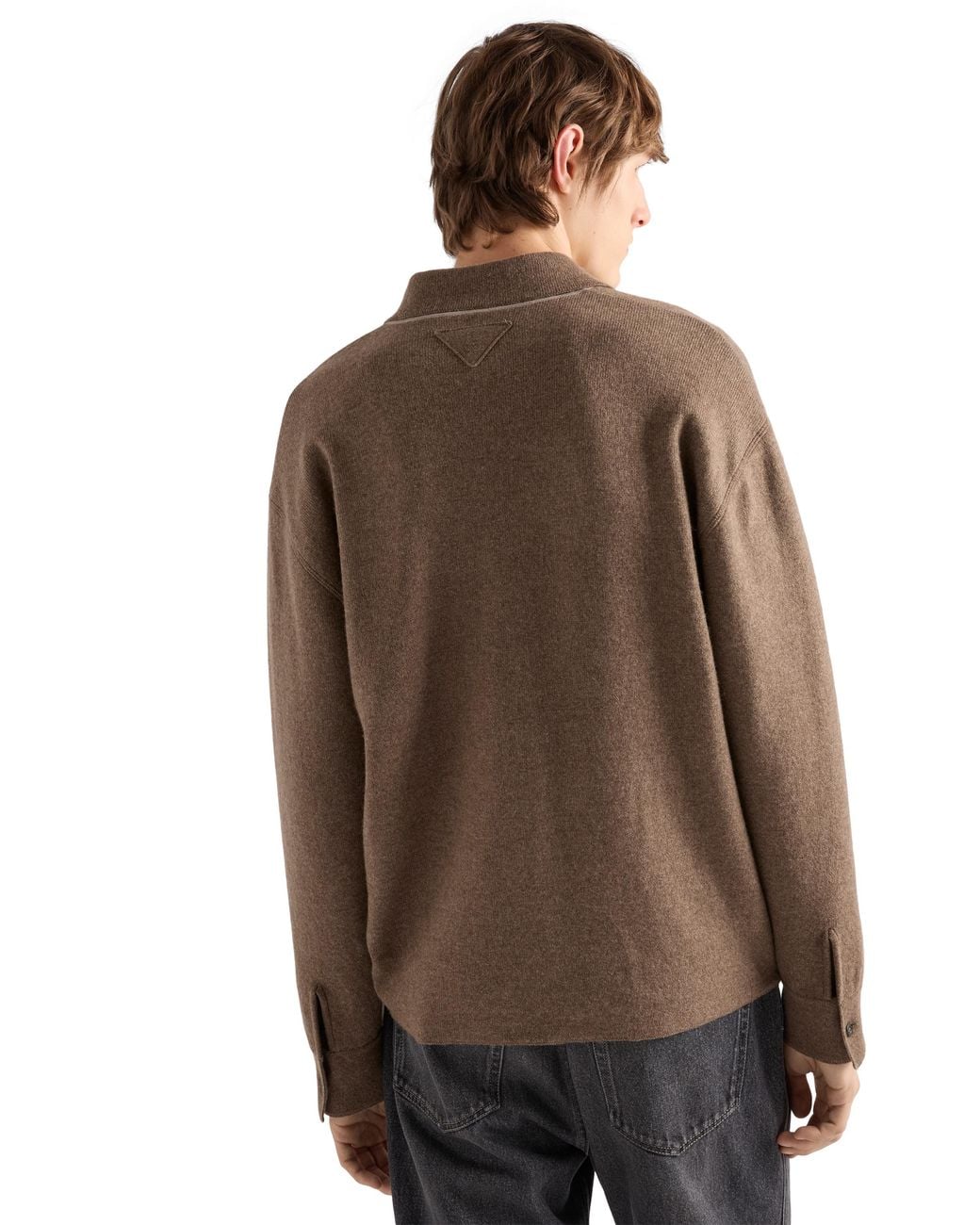 Prada Brown Cashmere Polo Shirt for men