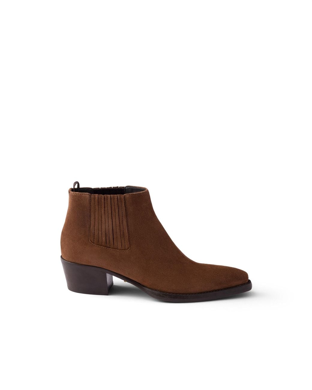 Prada Brown Suede Booties